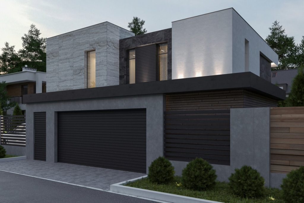 Energy-efficient insulated garage door on a Colorado home