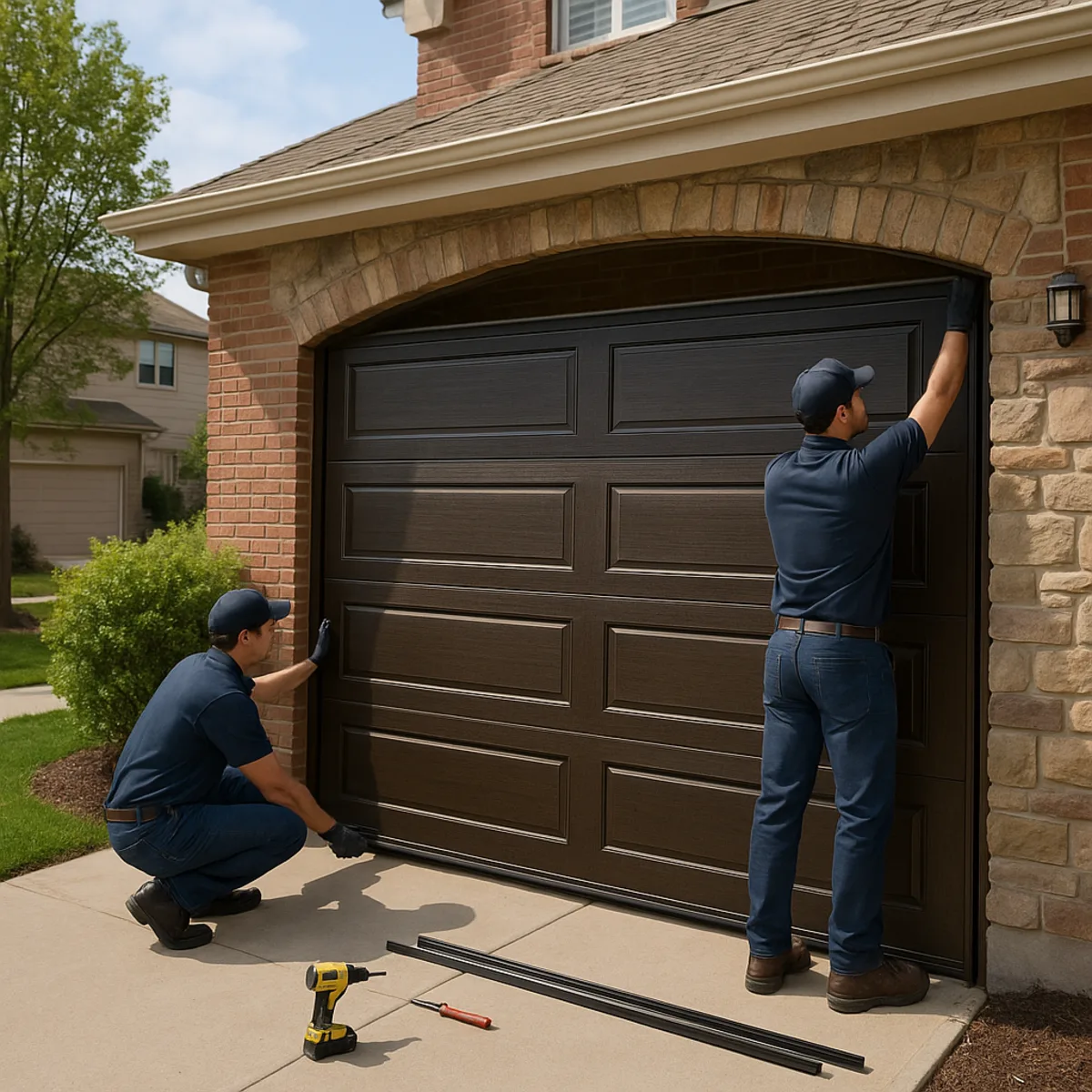 A new insulated steel garage door on a Denver-area home